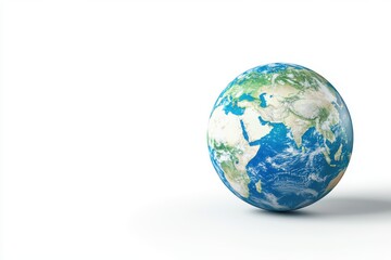 Fototapeta premium A rotating Earth globe, dynamic movement, realistic 3D render, isolated on white background