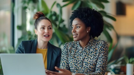 Two Businesswomen Collaborating in an Office Setting