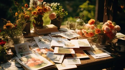 earthy wedding invitations on table
