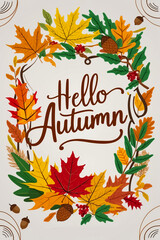 Beautiful autumn leaves, frame, design illustration