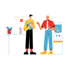 Employee discussing in the break room illustration