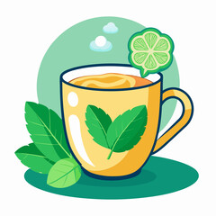  freshly brewed herbal tea with a sprig of mint