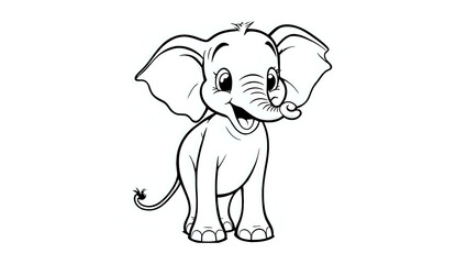 Obraz premium Easy coloring pages for kids, elephant