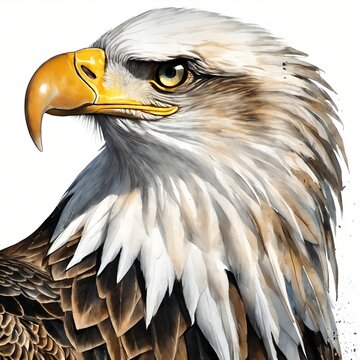 recommend clip art: Watercolor Eagle catching snake Clipart, white background, photorealistic, hyperrealistic, white background