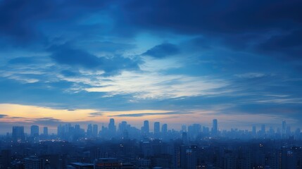 city blue sunset sky