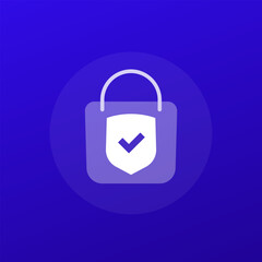 safe shopping vector icon, transparent design