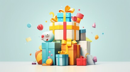 Obraz premium style gift box illustration