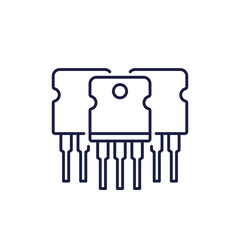 transistors icon on white, electronic semiconductors line vector design