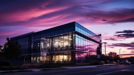 Obraz premium purple office building sunset