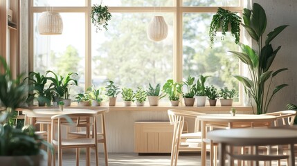 Cozy Indoor Garden Dining Room with Lush Greenery