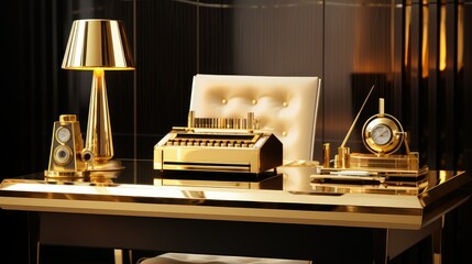 sleek office desk gold