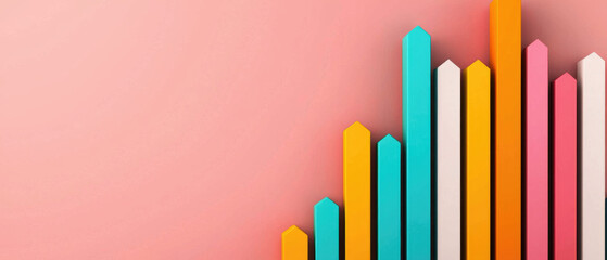 A colorful background with a series of colored lines that are pointing upwards