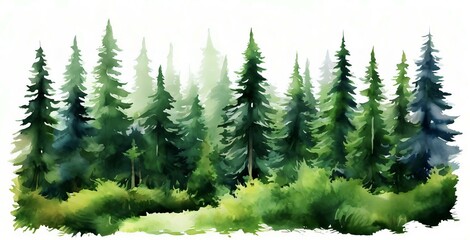 Fototapeta premium Illustration of watercolor forest