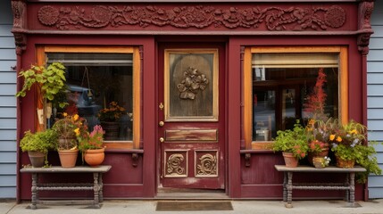 Fototapeta premium carvings storefront door