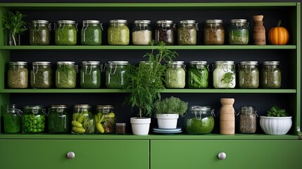 herbs green shelf
