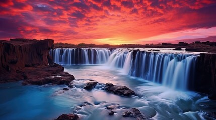 Fototapeta premium reflection blue waterfall