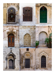 Obraz premium Collage of doors in Bari, Puglia, Southern Italy