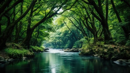 serene river and trees