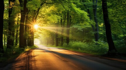 Obraz premium countryside sunshine road