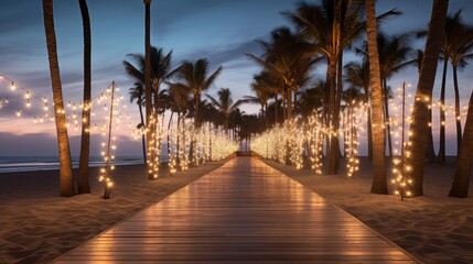 Obraz premium beach palm tree lights