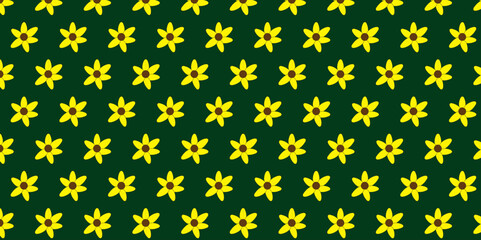 wildflowers on a dark background. Bright colorful daisy flowers on a black background. textile, fabric, background, wallpaper, packaging paper. Floral, green, Pattern, Seamless, background, flower, 3d