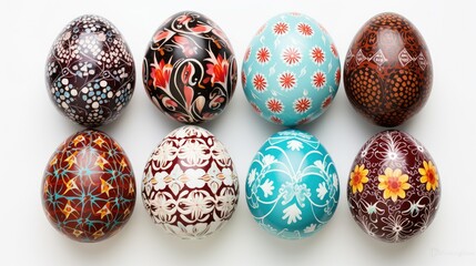 colors easter eggs on white