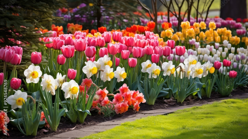 Canvas Prints daffodils spring borders