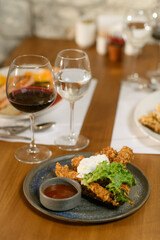 Fried Eggplant with Cream and Wine Pairing