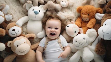 fluffy baby on white