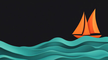 Paper Boat on Waves.