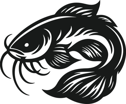 recommend clip art: catfish fish silhouette design vector art illustration.