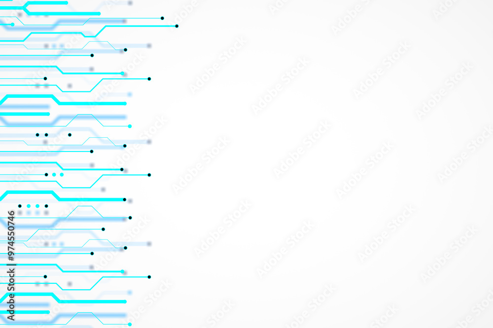 Poster Abstract technology background featuring blue circuit lines on a white backdrop. Ideal for tech presentations and digital branding. 3D Rendering