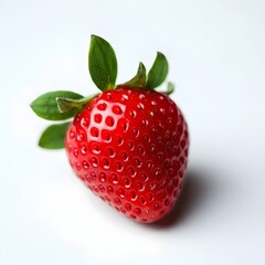 A perfect strawberry isolated on a white background.