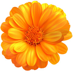 A vibrant orange flower with layered petals and intricate details. cut out, PNG, isolated on transparent background.