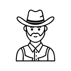 Cowboy icon with hat