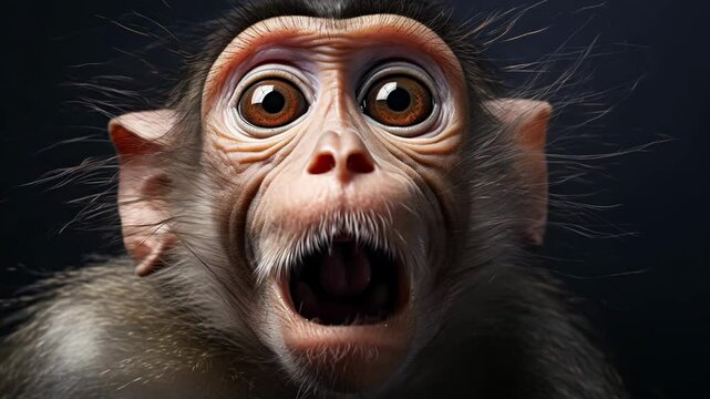 A surprised monkey with its mouth open 