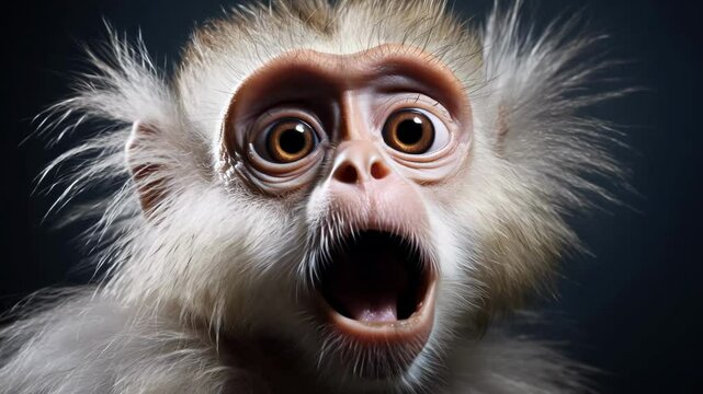 A surprised monkey with its mouth open 