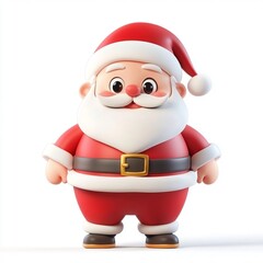 Obraz premium 3D Cartoon Cute Funny Santa Claus Isolated on White Background