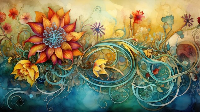 intricate water painting background