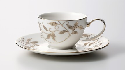 Fototapeta premium saucer coffee cup on white