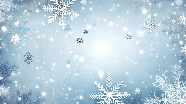 Blue background with snowflake frame