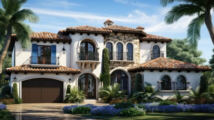 Fototapeta premium tiled house elevation