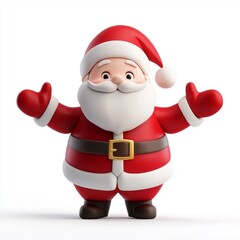 3D Cartoon Cute Funny Santa Claus Isolated on White Background