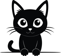 Black Cat Peeking vector illustration design. Black cat isolated on white background. Black cat looking out the window