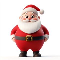 Obraz premium 3D Cartoon Cute Funny Santa Claus Isolated on White Background