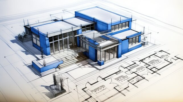 modern house blue print