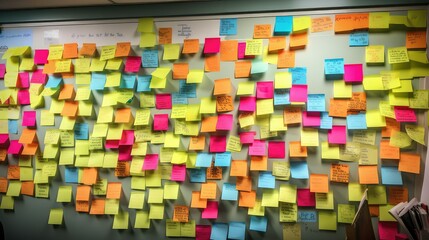 study sticky notes on wall