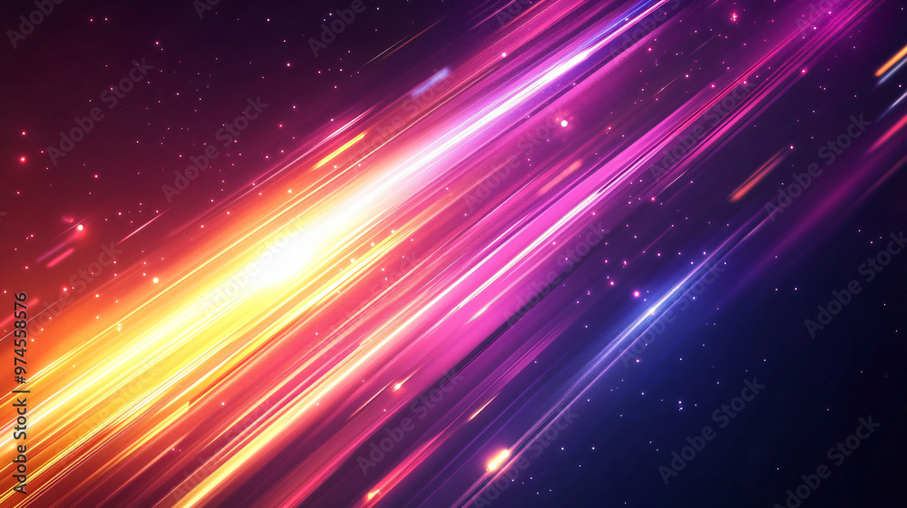 Leinwandbilder dynamic and vibrant design featuring glowing diagonal lines and particles on abstract background