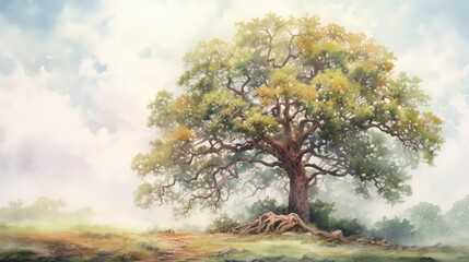 painting oak tree drawing
