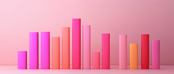 Obraz premium Economic growth, futuristic bar graph, 3d render illustration